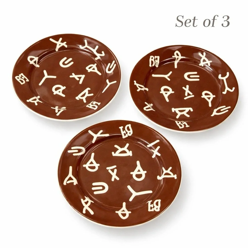 Barn Fly BF Sterling China Brown Ranch Western Salad Plates Set‎ Of 3, Farmhouse